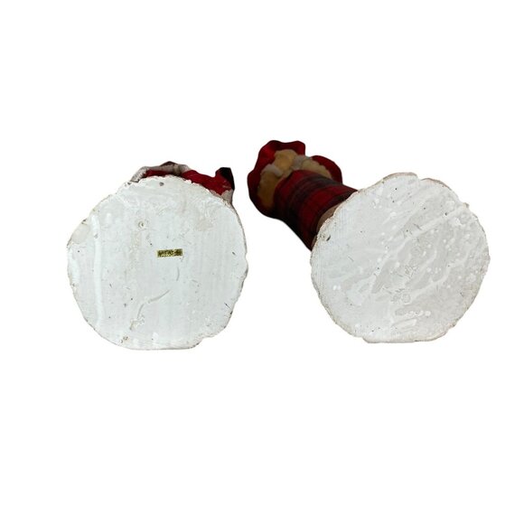 Vintage Christmas Caroler Figurines Set Of 2 Tall 21in Red & Green Plaid Details - Picture 7 of 8